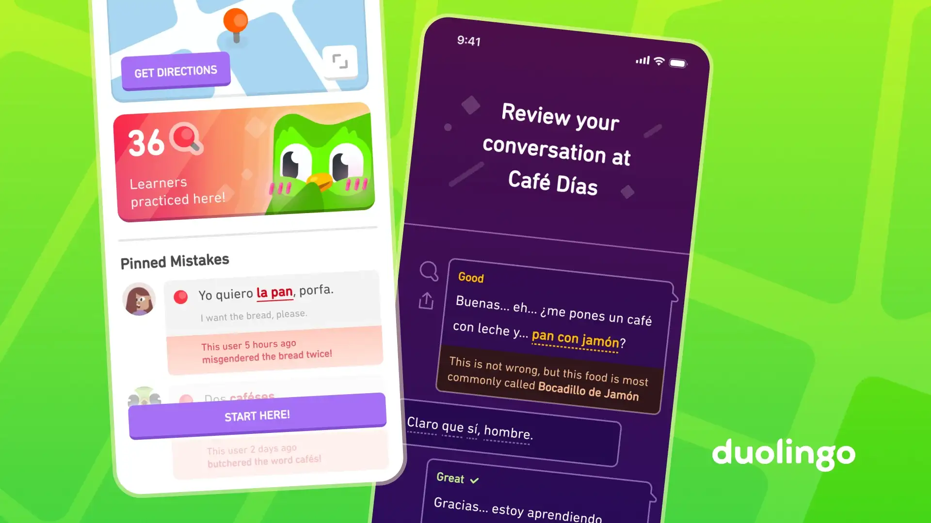 Duolingo case study project thumbnail showcasing two screens of the app