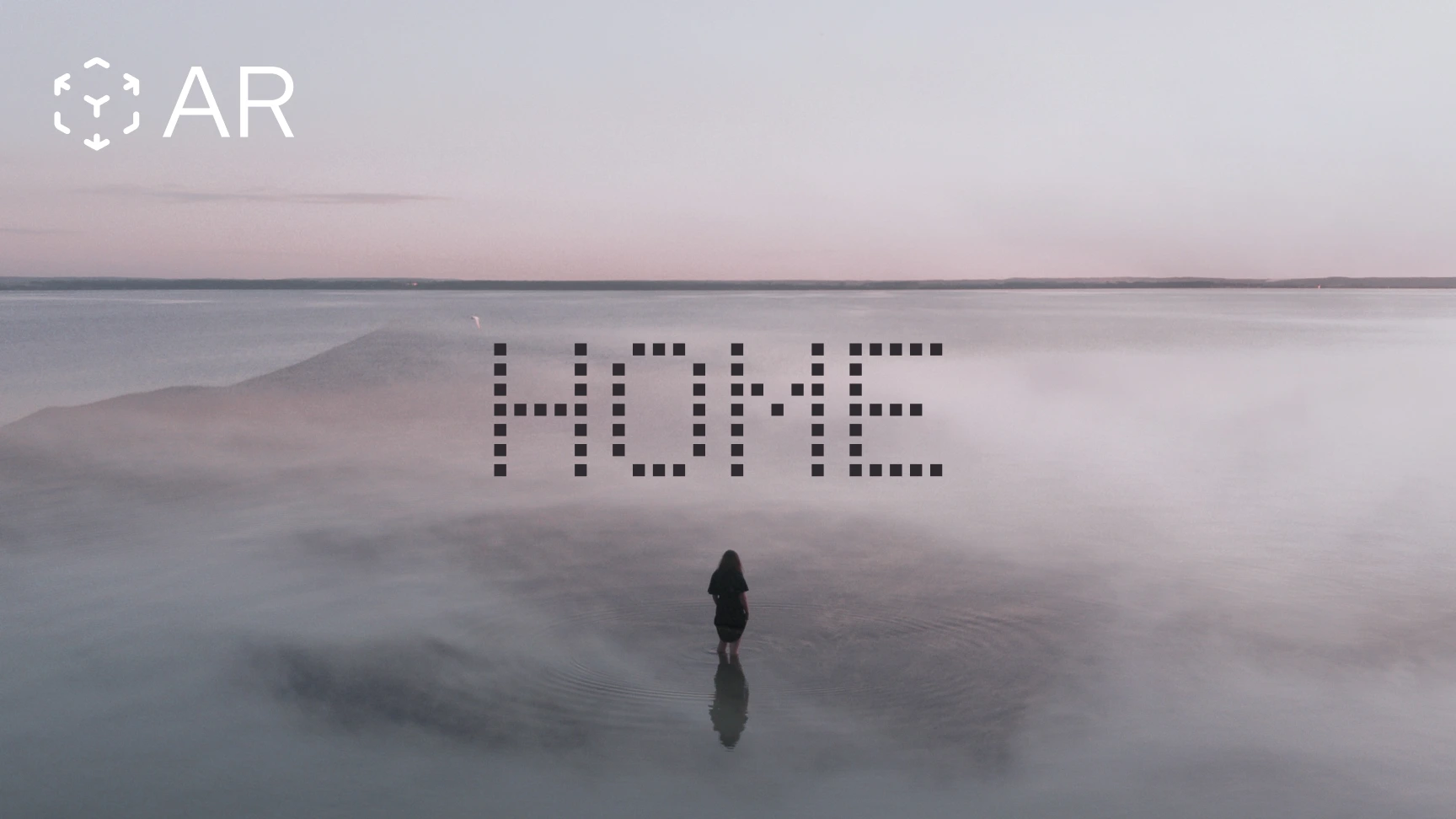 Augmented Reality Project Home Thumbnail featuring a scene of a woman walking on cloudy water